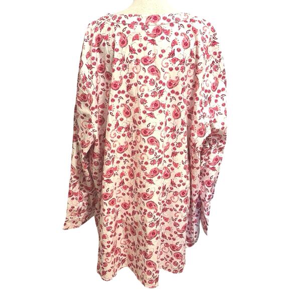 Woman Within Plus Size 5X 38 40 Paisley Floral Print Blouse Top White Pink - Picture 2 of 6